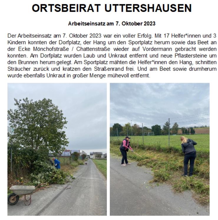 Uttershausen. Arbeitseinsatz 7.10.2023