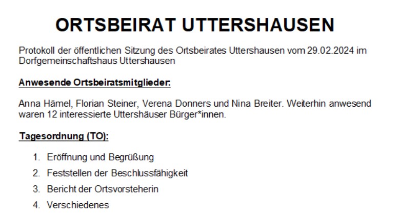 Protokoll ansehen? Klicken Sie das Bild an.