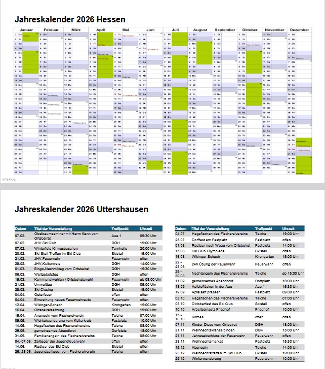 Jahreskalender Uttersausen